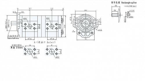 Насос шестеренный тандемный CBTL-F416/F412-AFH.  2