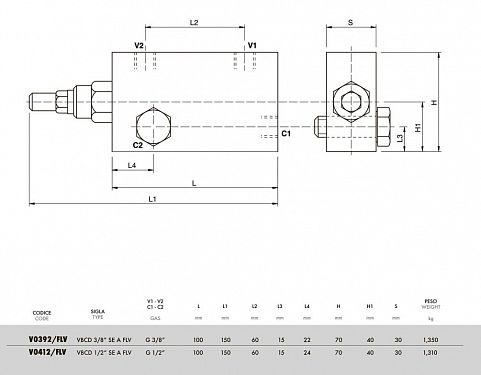 Клапан тормозной VBCD 3/8" SE/A FLV.  2